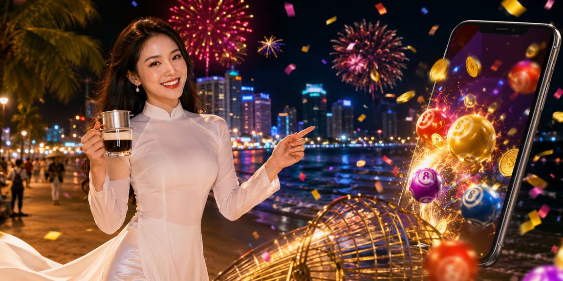 Người phụ nữ Nha Trang mặc áo dài tham gia xổ số trực tuyến buổi tối